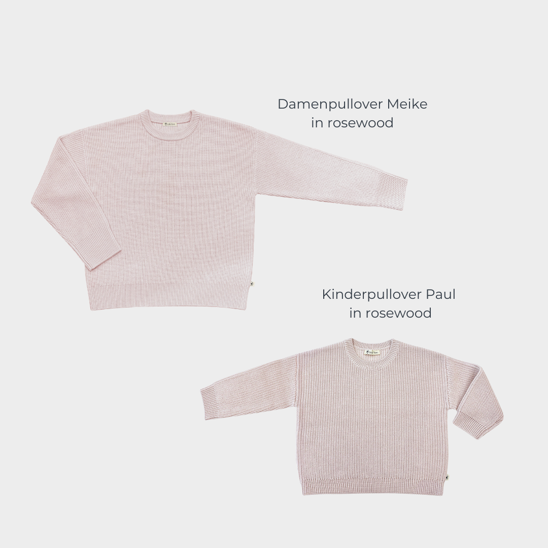 Geschenkset aus Damenpullover "Meike" und Kinderpullover "Paul" in rosewood